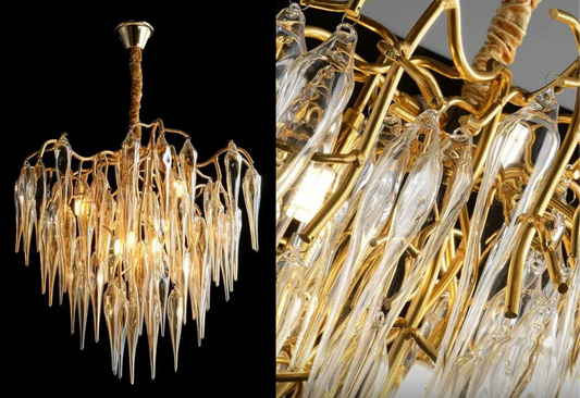 French golden aluminum chandelier